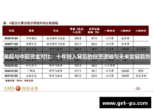 英超与中超资金对比：十年投入背后的投资逻辑与未来发展趋势